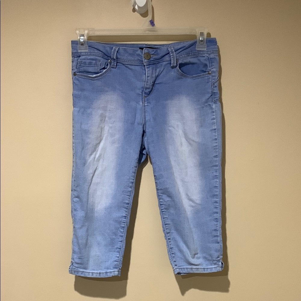 Miss Poured in Blue jean capris/shorts